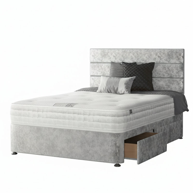 Notus Divan Bed Base, Single (3'), Silver, 2 Right Drawers