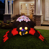 5.9-Ft. Wide Inflatable Black and Red Spider with Multi-Colour Disco Lights