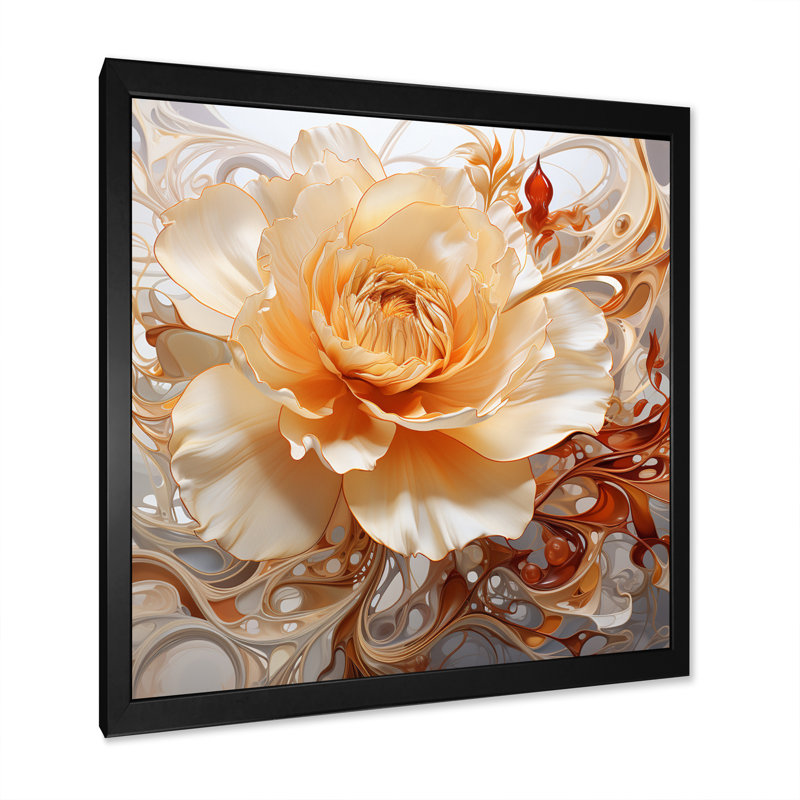 Fleur de magnolia blanc - impression, Cadre photo noir simple, H 36 po x l 36 po x P 1,5 po