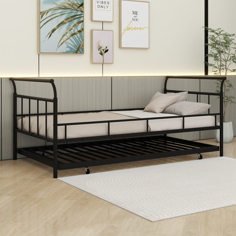 Ratib Daybed with Trundle Bed, Twin, Black