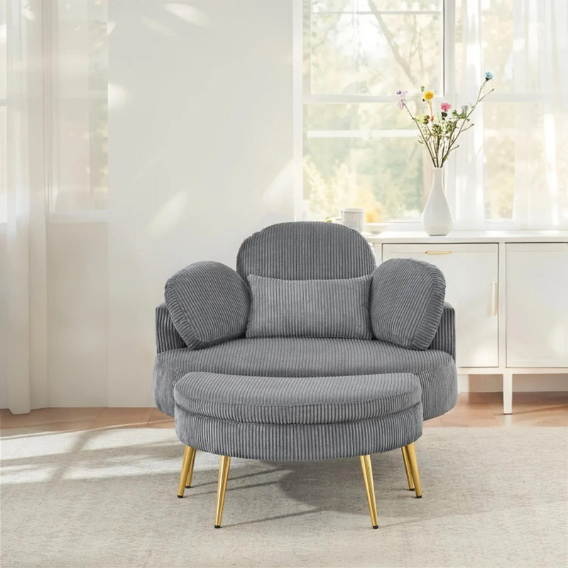 Chaise de bar surdimensionnée rembourrée avec chaise longue, Gris