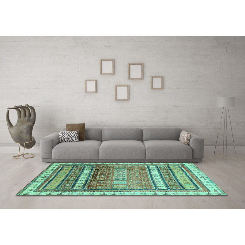 Washable Southwestern Indoor Rug, Round 3'