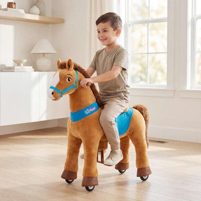 Model E Ride On Horse, H 29,9 po x l 13 po x P 29,9 po, Brun
