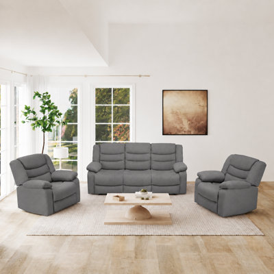 3-Piece Microfiber Manual Reclining Living Room Set