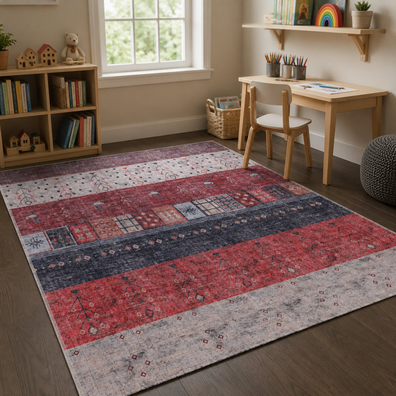 Vintage Look Cotton and Chenille Flatweave Area Rug, 80 x 150 cm