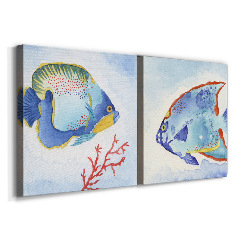 «Galapagos Fish I», ensemble de 2 reproductions sur toiles tendues, H 40 po x l 80 po x P 1 po