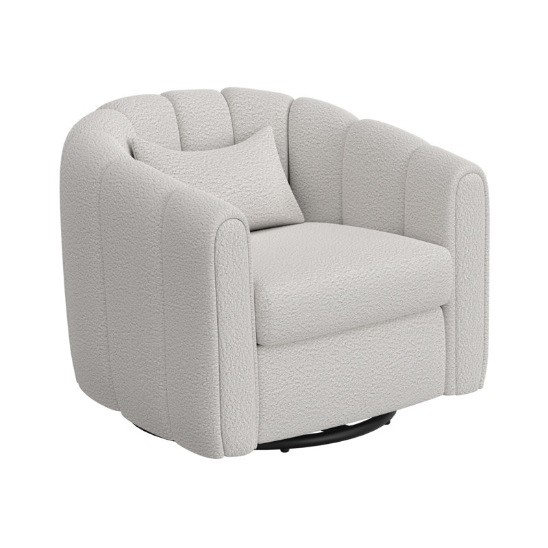 Fauteuil d'appoint pivotant Vira, tissu, dossier capitonné, Polyester ivoire