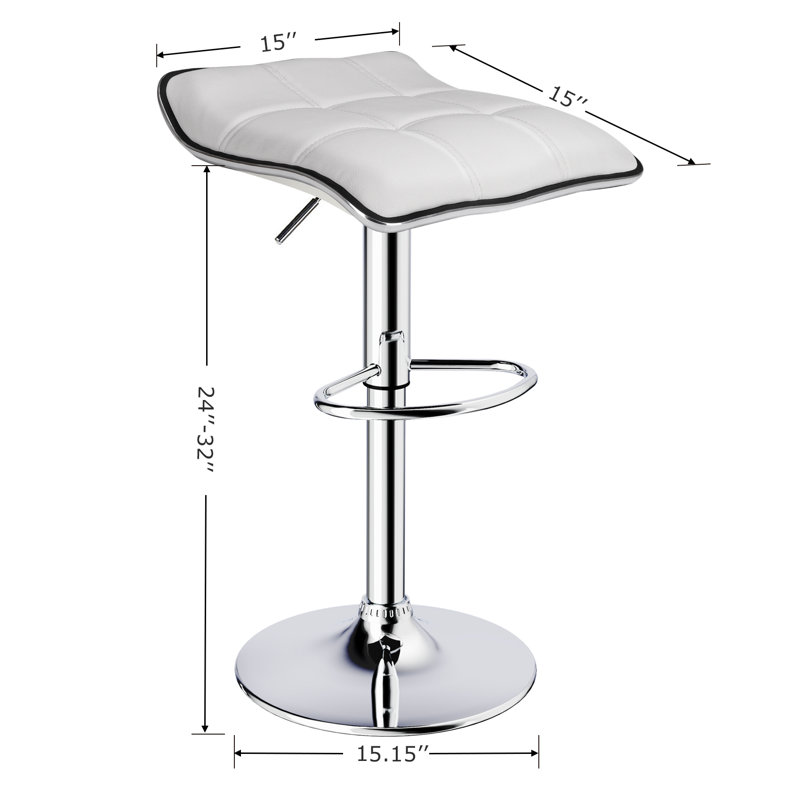 Tabouret de bar réglable à hauteur variable, Blanc