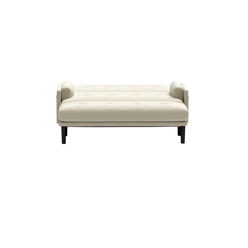 Velours côtelé, fauteuil convertible en velours côtelé avec structure en métal, revêtement en velours, siège mi-moelleux, dossier lâche, rembourrage en mousse pour l'espace de vie principal, fonctionnant comme accoudoirs coussinés