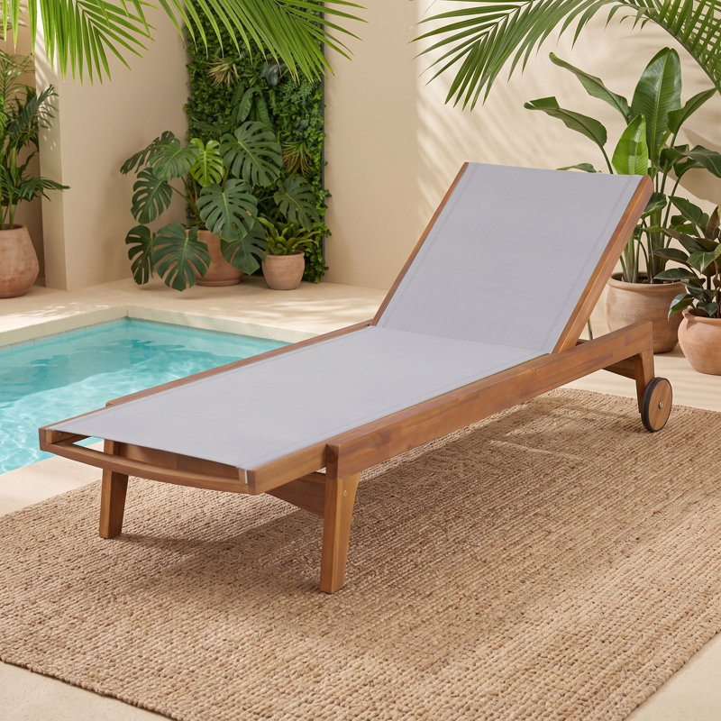 Ensemble de 2 chaises longues d'extérieur en bois, Gray