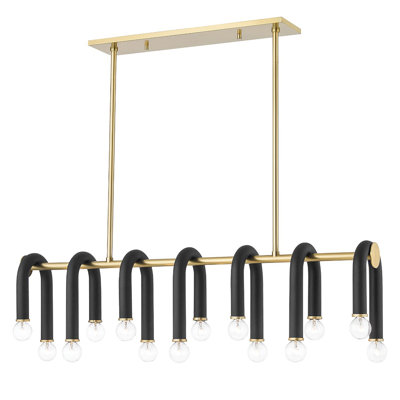 Luminaire suspendu linéaire à 14 lumières pour îlot de cuisine Rhea
