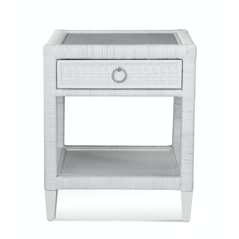 Monterey 1 - Drawer Wicker Nightstand, Navy, Yes, Brass