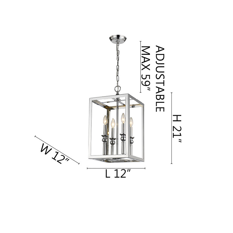 Luminaire suspendu rectangulaire 4 lumières