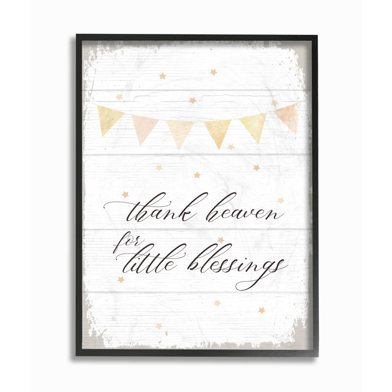 Décoration murale bunting remerciement pour enfant en planches look Schuh, Giclée encadrée noir minuit