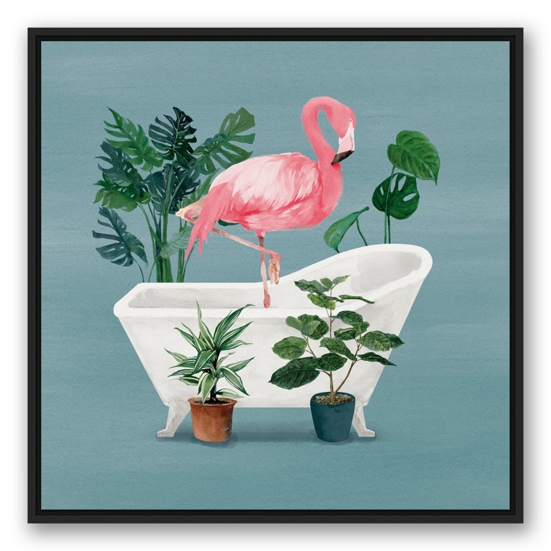 Flamant rose dans la baignoire, H 31,75 po x l 31,75 po x P 1,75 po