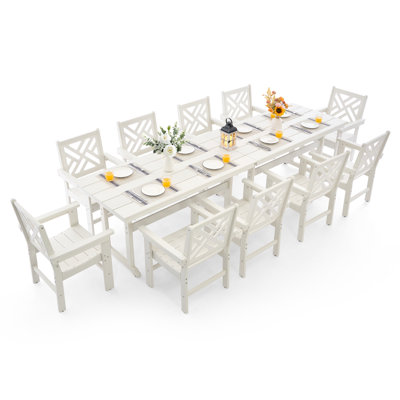 12-Piece All-Weather Hdpe Patio Dining Set For 10 With Umbrella Hole