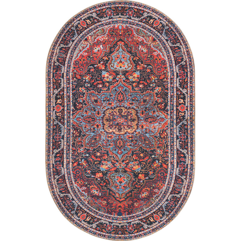 Mauri Chenille Oriental Indoor Rug, Oval 5' x 8'