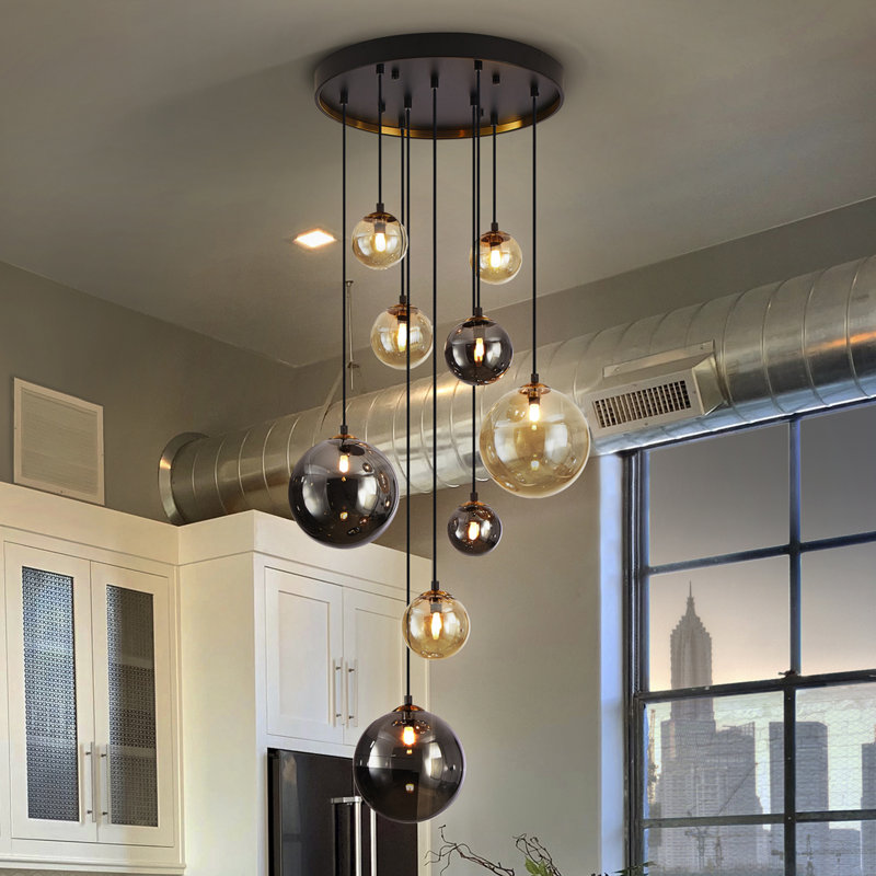 Nante 9 - Light Black Cluster Pendant