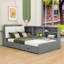 Lit plateforme simple avec tablettes de rangement et 2 tiroirs-434166650
