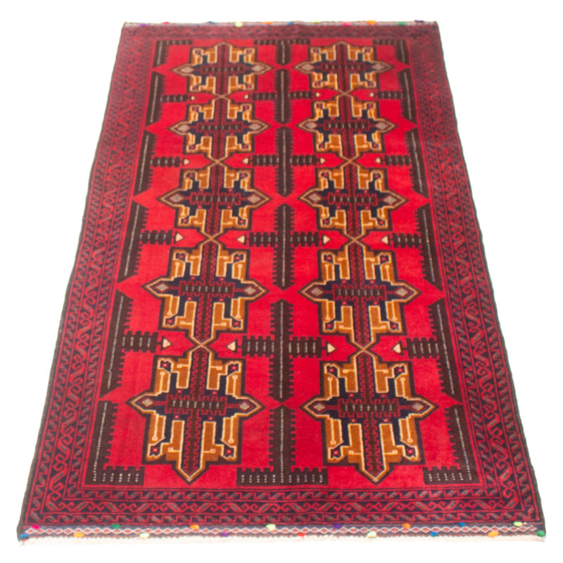 Tapis rouge Teimani 3 pi 6 po x 6 pi 8 po