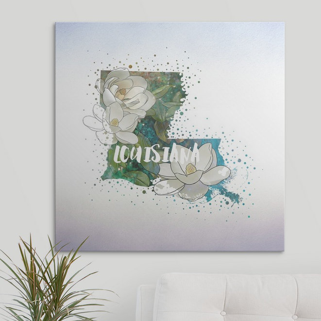« louisiana state fleur (magnolia) », impression, H 35 po x l 35 po x P 1,5 po, Toile