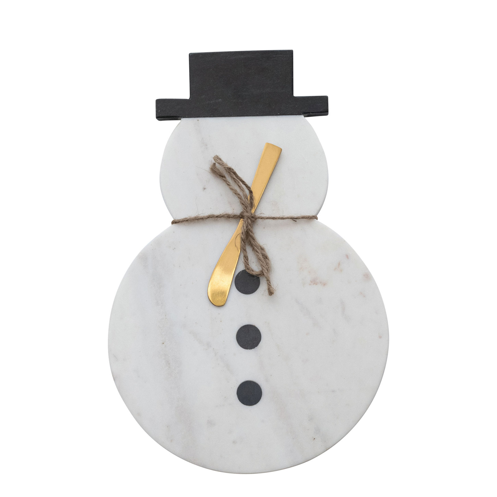 Marble Snowman Cheese Board with Canape Knife