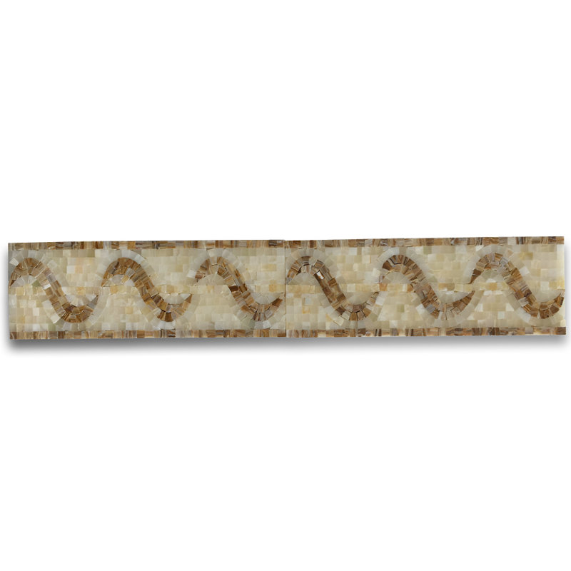 Carreau de mosaïque en marbre baroque de 4,7 po x 13,4 po Baroque