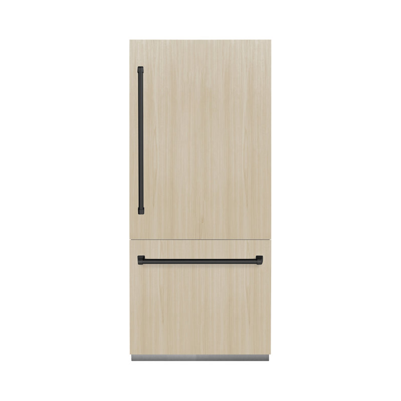 ZLINE Autograph 36 in. Panel Ready Refrigerator w/ Gray Interior and Black Accents, Panel Ready/Graphite Gray/Matte Black