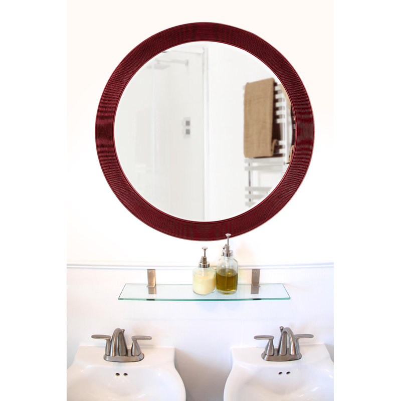 Alectra Wood Wall Mirror, Burgundy