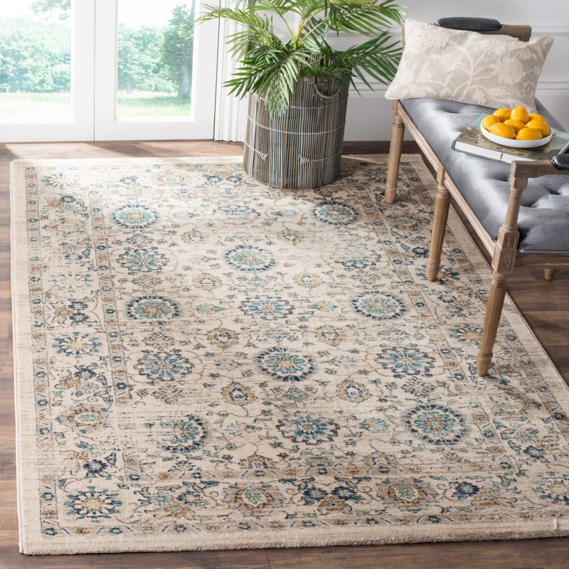 Tapis beige / turquoise Osakis, Rectangle de 10 pi x 14 pi
