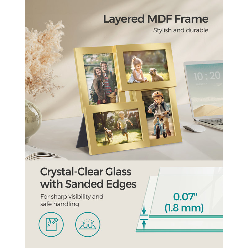 30.5x30.5x2.4cm White Picture Frame - Set of 4, Pale Gold