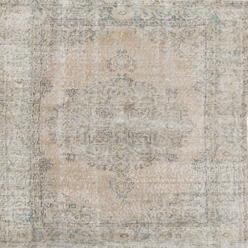 Tapis oriental gris et beige, Rond 6 pi