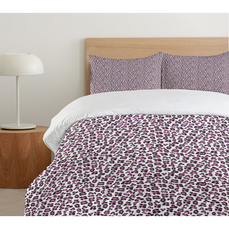 King Pink and Black Leopard Print Microfiber Duvet Set