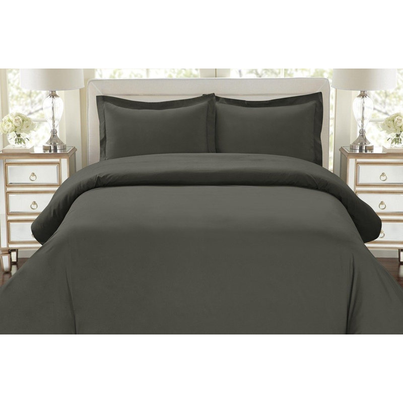 Ensemble de housse de couette réversible en microfibre à densité de tissage 1500 avec taies décoratives, Gris