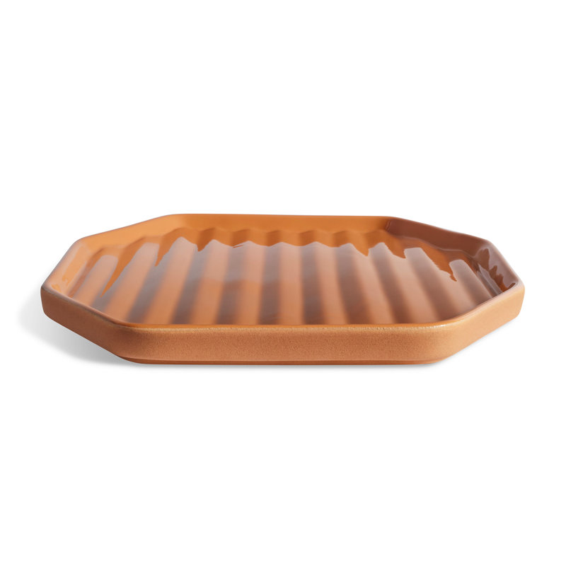 Vice Versa Ceramic / Porcelain Tray, 1" H x 16" W x 10" D, Terracotta