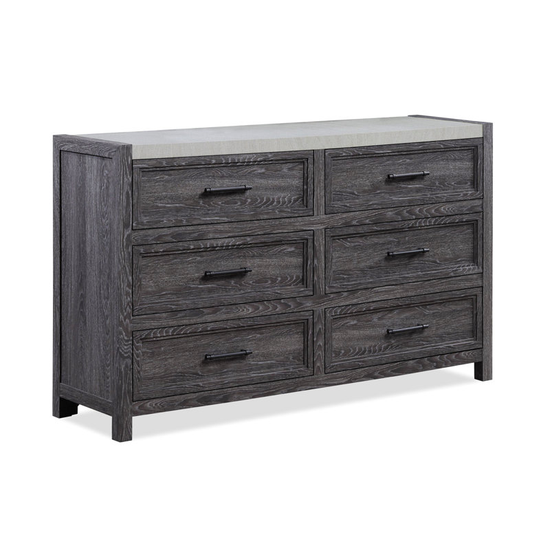 Commode de chevet en bois à 6 tiroirs Rustic