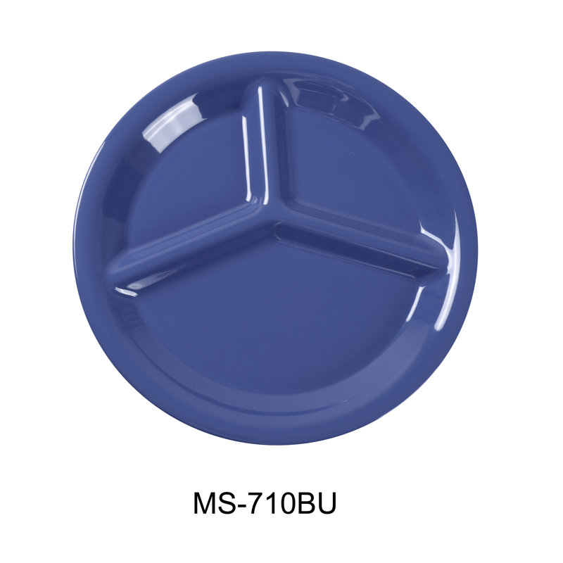Yanco Milestone Melamine Divided Serving Dish, Blue