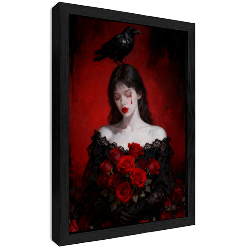 Reproduction d'art encadré noir, "Dark sang and Tears", art mural gothique foncé, H 11 po x l 9 po