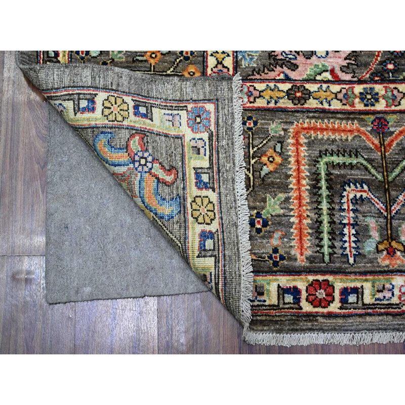 Tapis oriental rectangulaire gris en laine noué à la main 8 pi 2 po x 9 pi 11 po - MOA10288268