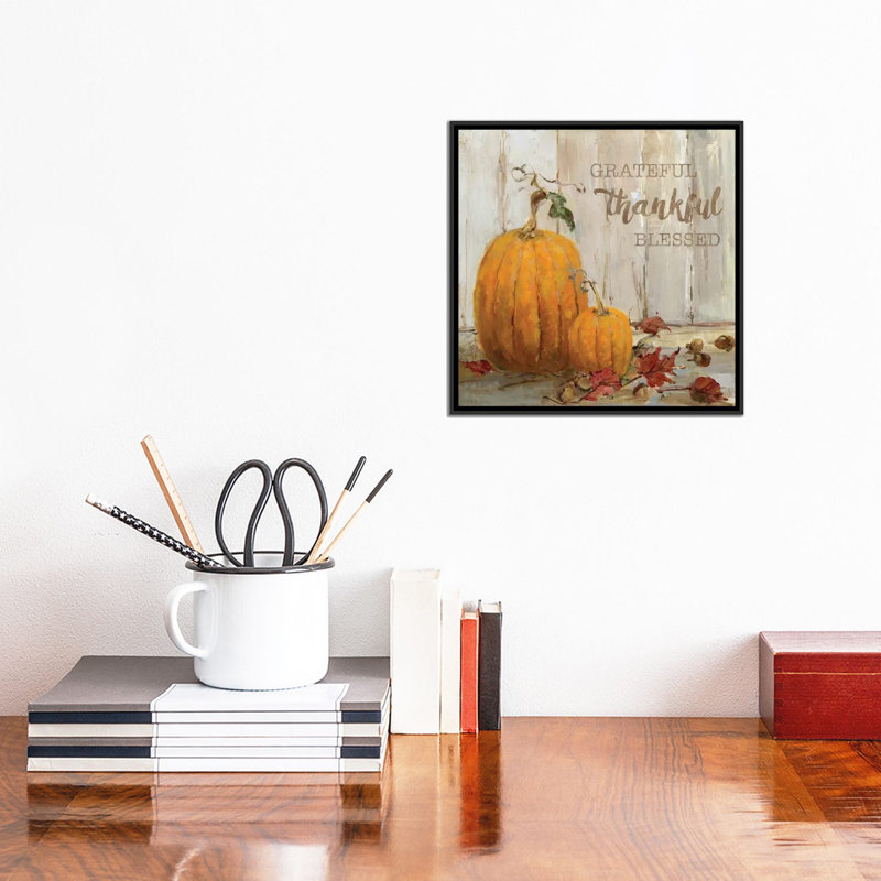 «Pumpkin Patch I», impression sur toile, H 18 po x l 18 po x P 1,5 po, Toile avec cadre noir, Pas de tapis