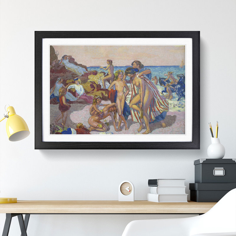 Bacchus and Ariadne by Maurice Denis - Picture Frame Painting, 27cm H x 36cm W x 2cm D, Black Framed