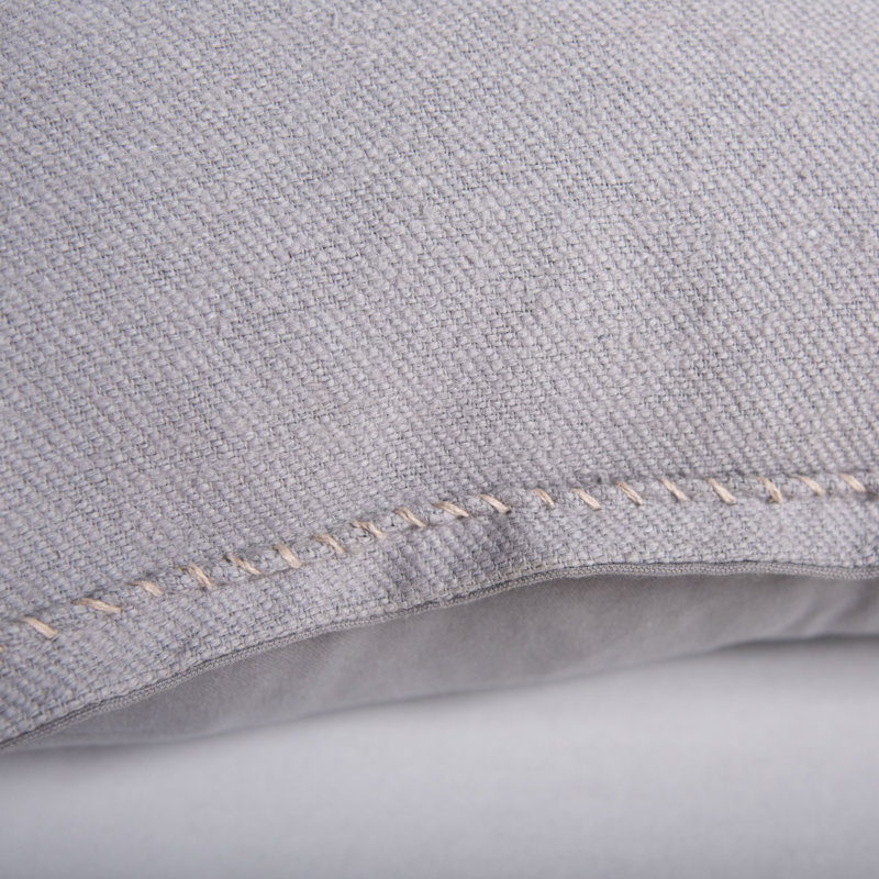 Gray Cotton Boucle Throw Pillow with Hand Whipstitched Accents