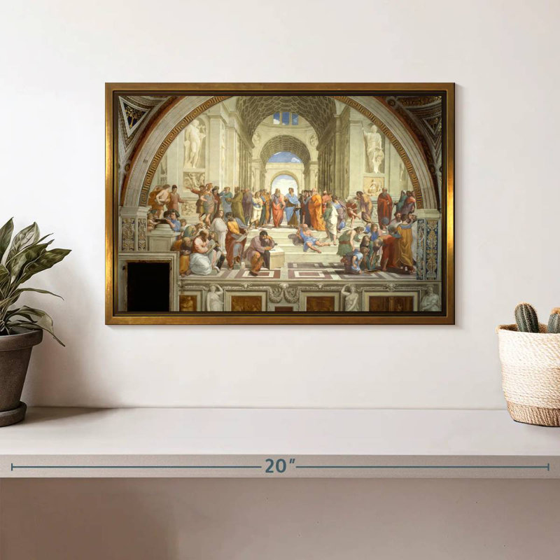 L'école d'Athènes, 13 po x 9 po, Cadre flottant doré