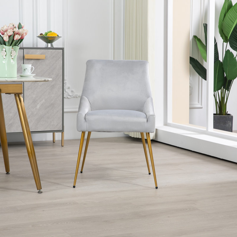 Anggie 47cm H Velvet Upholstered Side Chair, Silver