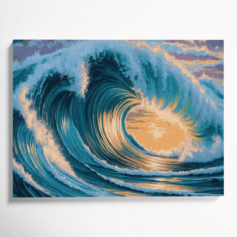 «Hawaiian Rolling Waves», art mural sur toile bleue, H 16 po x l 20 po