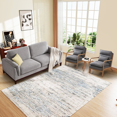 3-Piece 79.1'' Wide Modern Upholstered Sofa And Linen Accent Chairs Living Room Set With Lumbar Pillow