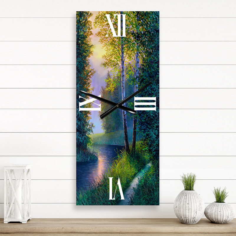 Horloge murale matinale à travers la forêt de bouleaux, Grand