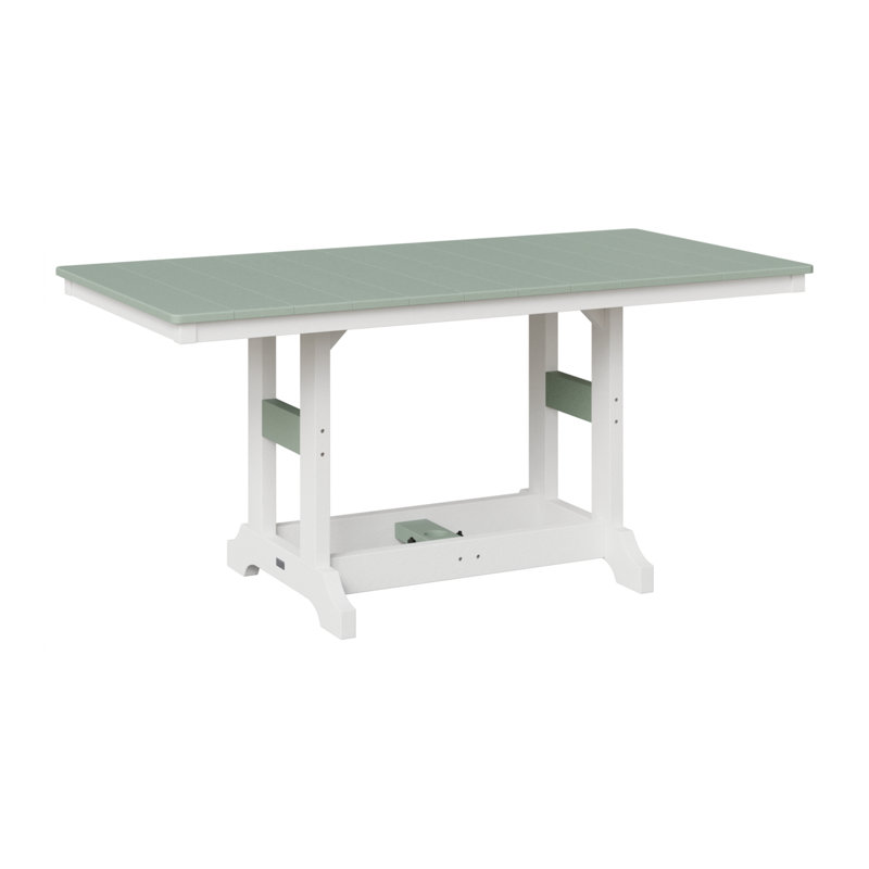 Table de bar rectangulaire Berlin Garden, H 39,5 po x l 66 po x P 33 po, Écume de mer / blanc