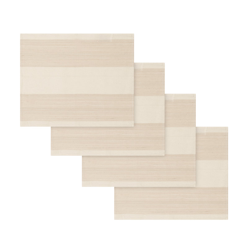 Ensemble de 4 napperons à rayures crème et brun clair French Home
