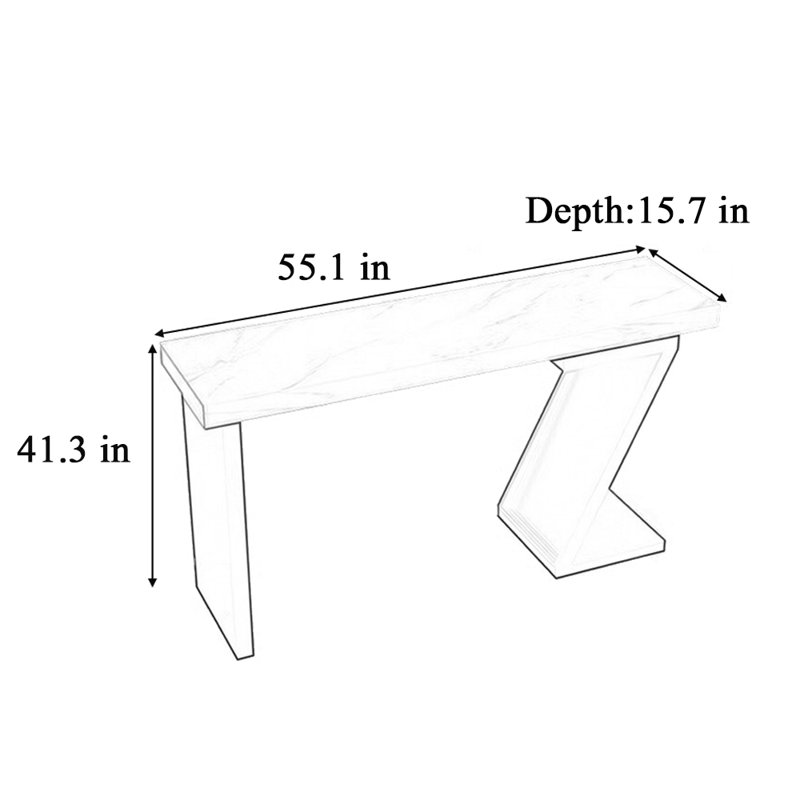 Table de bar moderne à cloisons ouvertes, H 41,3 po x L 55,1 po x l 15,7 po, Noir